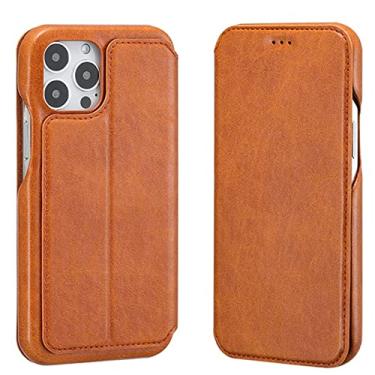 Imagem de Capa carteira para iPhone 13/13 Pro/13 Pro Max, Capa de telefone flip de couro PU premium com suporte para cartão Capa de livro com fecho magnético para cartão, Marrom, 13 Pro 15,1 cm