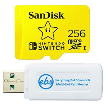 Imagem de Cartão de memória SanDisk 256 GB Nintendo Switch MicroSDXC UHS-I para Nintendo Switch Modelo OLED (SDSQXAO-256G-GNCZN) U3, Classe 10, pacote UHD 4K com (1) tudo menos Stromboli MicroSDXC e leitor de cartão SD