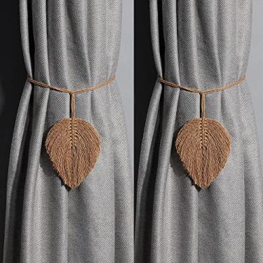 Imagem de Cortina de macramê com 4 unidades em forma de cortina trançada para sala de estar cortina de janela de retenção para sala de casa decoração de quarto, 05