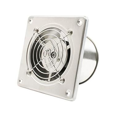 Imagem de Fã exausto 4 '' Aço inoxidável de aço inoxidável Ventilador de cozinha Banheiro Banheiro Suspensão da parede da parede DUCT Fan ventilador de ar Extractor ventilador com rede protetora, 25W Ventilador