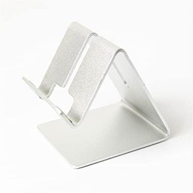Imagem de 1 peça Suporte de telefone de mesa dourado de luxo Suporte de cartão de visita de alumínio Rack de telefone Material de escritório Suporte de exibição de mesa Acessórios de mesa (prata)