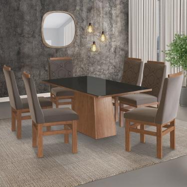 Conjunto De Mesa Madeira Maciça Com 6 Cadeiras União - Mel