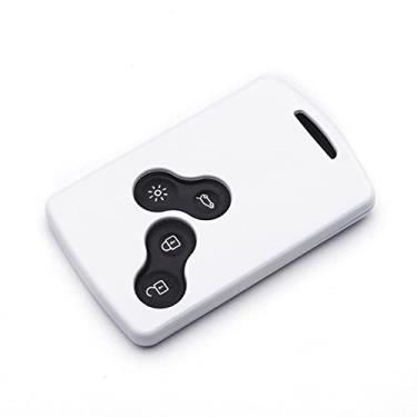 Imagem de CSHU 4 Botões Car Key Case Cover Chaveiro Ring Key Bag, apto para Renault Duster Captur Clio Logan Megane 1 2 3 Koleos Scenic, branco