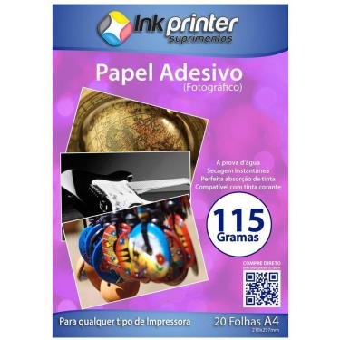 Imagem de Papel Fotográfico Brilhante Glossy A4 115gr (ADESIVO)