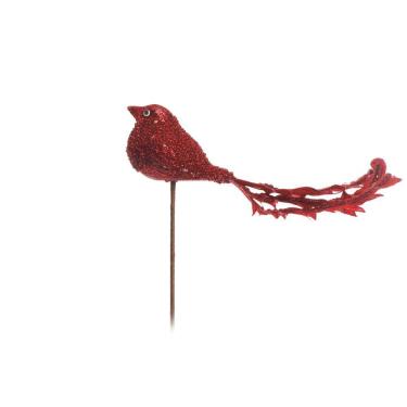Imagem de Pick Natalino Pássarinho Verm/glitt 1un 20x20x5cm 1316362