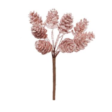 Imagem de Pick Natalino C/10 Pinhas Rosa/glitt 1un 10x8x4cm 1200064