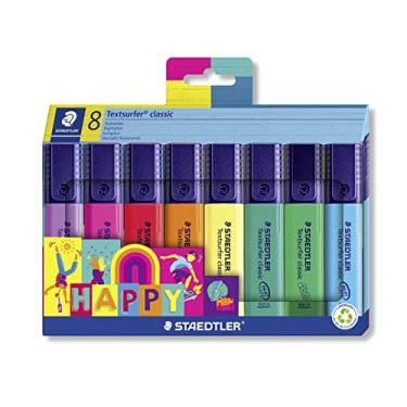 Imagem de STAEDTLER Marca Texto Textsurfer Kit com 8 Cores Sortidas - 364 C8 HA - Ponta Chanfrada, Tecnologia Dry Safe, Alta Durabilidade e Cor Intensa – Marcador de Texto Para Sublinhar e Destacar