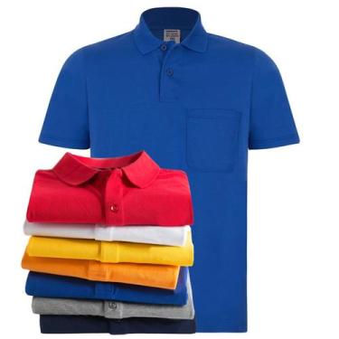Imagem de Kit 4 Camisas Polo Lisa Masculina Blusa Camiseta Com Bolso Qualidade A