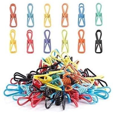 Imagem de Clipe de clipe para bolsa Chip Clips – Pacote com 40 clipes de arame de aço revestidos de PVC multiuso roupas pinos para home office clipe colorido de pinos
