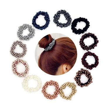 Imagem de Xiwstar 9 peças Pulseira feminina com contas de moda para meninas com laços de cabelo e cordas para cabelo com suporte de rabo de cavalo