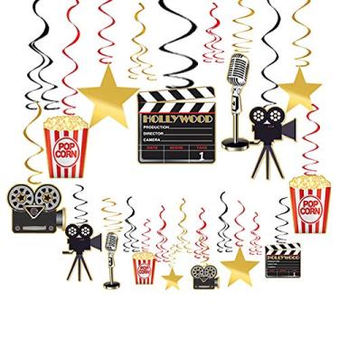 Imagem de Decorações de Noite de Filme Redemoinhos Pendurados Tema do Filme de Hollywood Decorações de Festa Suprimentos 30 peças