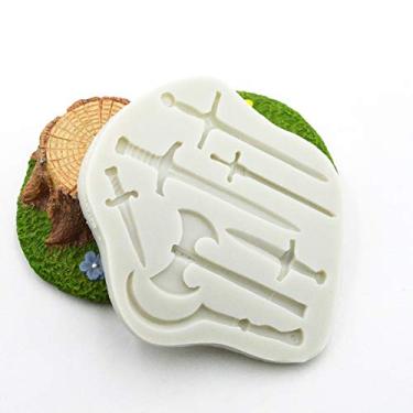 Imagem de Molde de silicone de espada de armas para sobremesas de chocolate faça você mesmo, molde de bolo, cubo de gelo, pudim, sorvete feito à mão, pasta de pasta, goma, geleia, sabão, molde, cupcake, topo de bolo, decoração de cristal