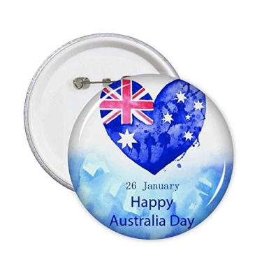 Imagem de Broche de bandeira em forma de coração Happy Day da Austrália com emblema de botão, 5 peças