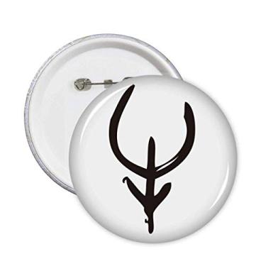 Imagem de Bones Inscriptions Broche de Vaca do Zodíaco Chinês Emblema de Botão Decoração 5 peças