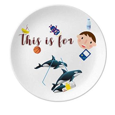 Imagem de Prato de porcelana Killer Whale Range Swimming Families Prato de jantar redondo masculino