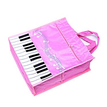 Imagem de Piano Keys bolsa reutilizável bolsa de supermercado bolsa de compras de ombro bolsa para professores de música bolsa de presente para meninas, rosa, médio