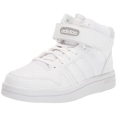 Imagem de adidas Tênis de basquete infantil Postmove Mid, Branco/Cinza, 11 Little Kid
