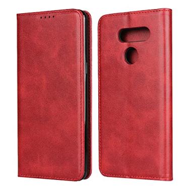 Imagem de Capa Carteira de Couro para LG K50S, Capa de Couro Vegan Premium [Invólucro interno de TPU à prova de choque] Capa de telefone fina à prova de choque compatível com LG K50S (Color : Rojo)