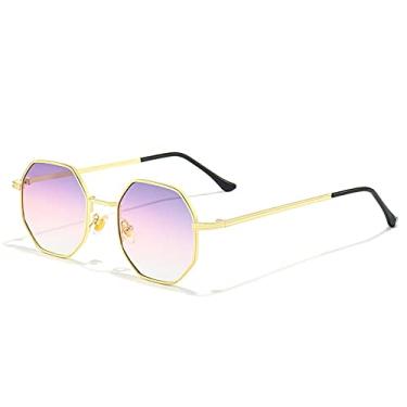 Imagem de Óculos de Sol Polígono Masculino Vintage Octógono Óculos de Sol Feminino Goggle Óculos de Sol Masculino Gafas De Sol UV400,C08 Roxo Claro,Tamanho Único