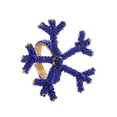 Imagem de Conjunto 4 Anéis para Guardanapos de Metal Azul 8cm x 6cm - Wolff