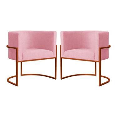 Imagem de Kit 02 Poltronas Decorativa Luana Base Bronze Suede Cores - DS Estofados