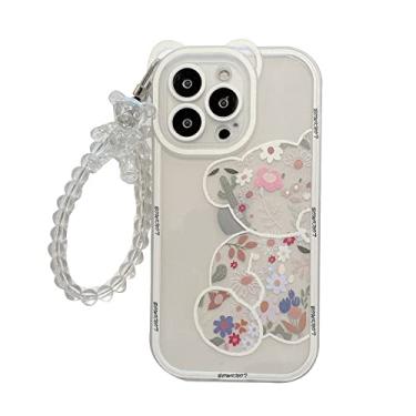 Imagem de Cute Cartoon 3D bear bracelet soft silicone Phone Case for iPhone 13 12 11 14 Pro Max XR X XS 6 7 8 Plus SE Mini flower Cover, A, for iphone 13MiNi