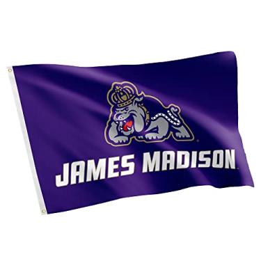 Imagem de Bandeira JMU Dukes da James Madison University 100% poliéster para ambientes internos e externos 1,5 m (Design nº 2)