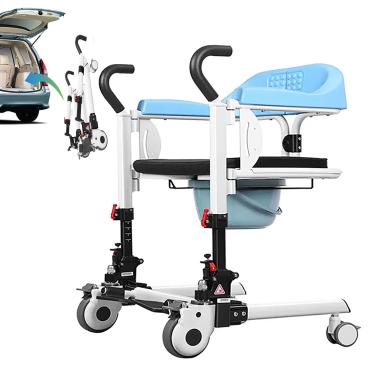 Imagem de Cadeira De TransferêNcia De Paciente 4 Em 1, Abertura E Fechamento De 180 ° / Altura AjustáVel, Ferramenta Para Cuidados Com Idosos (DobráVel), Gravidade De Rolamento De 120 Kg,Blue