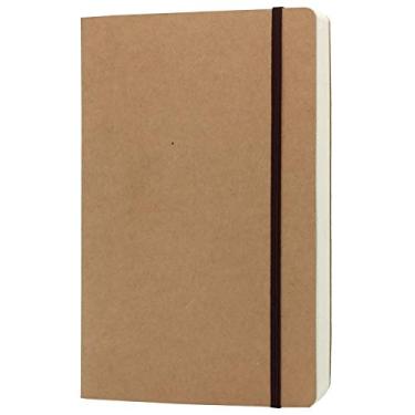 Imagem de Caderno A5 em branco – Livro de esboços de capa Kraft rígida de 14,8 x 20,3 cm com fecho elástico, 80 folhas/160 páginas, papel espesso de 100 g/m², ótimo para esboços, refil de escrita e diário