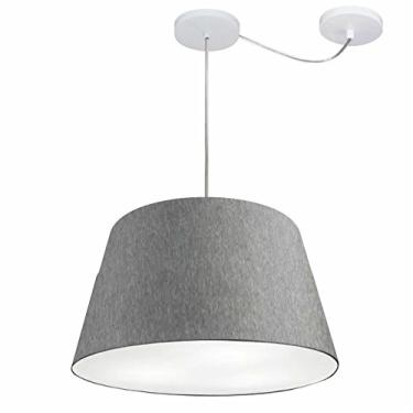 Imagem de Lustre Pendente com Desvio de Centro Cúpula Tecido 21/30x40 cm, Vivare Iluminação, Pendente4279 CZ, Cinza, Médio