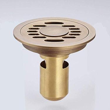 Imagem de Ralo de Chão para Áreas Secas e Úmidas Drenagem Ralo de Cobre Ralo Redondo Chuveiro Banheiro Varanda Desodorante Ralo de Chão para Uso Individual