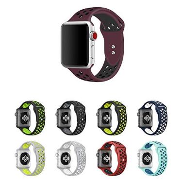 Imagem de Pulseira NK-Sport LTIMPORTS, compativel com Apple Watch 42mm Series 11/10, 41mm Series 9/8/7, 40mm Series 6/5/4/SE e Apple Watch 38mm Series 3/2/1 (Vinho com Preto)