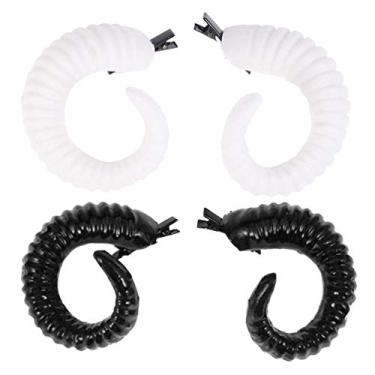 Imagem de 2 pares de clipes de cabelo chifre de demônio, chifres de ovelha, faixa de cabelo, acessório de cabelo para festa de Halloween, cosplay e