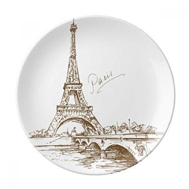 Imagem de Prato de sobremesa em porcelana decorativa The Eiffel Tower Paris França de 20 cm