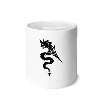 Imagem de DIYthinker Caixa de moeda de cerâmica com contorno de flor de dragão e porta-moedas para presente de cofrinho