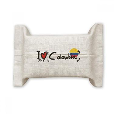 Imagem de I Love Colombia Bandeira de Palavras Amor Ilustração Coração Capa de Papel Papel Lenço Bolsa de Algodão