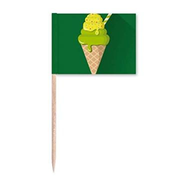 Imagem de Palito de sorvete verde Matcha picolé, bandeiras de palito, enfeite de festa