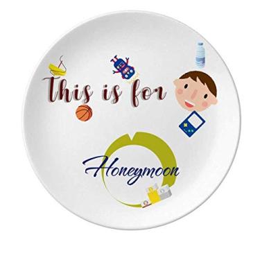 Imagem de Sweet Couples Prato de porcelana lua de mel jantar redondo Prato menino homem