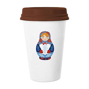 Imagem de Caneca russa com estampa de bonecas russas com símbolo da Rússia para copo de cerâmica