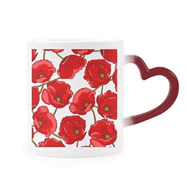 Imagem de Caneca Red Flowers Corn Bespread sensível ao calor Caneca vermelha muda de cor