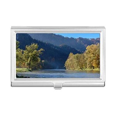 Imagem de Porta-cartões River Mountain Hill Forest Reflection Water com compartimento para cartões de visita