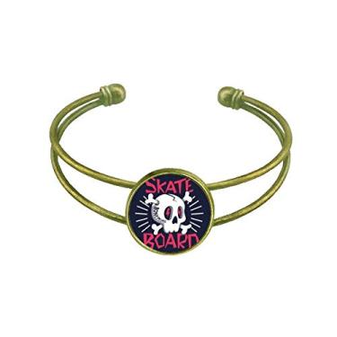 Imagem de Skate Board Esqueleto indiano Sacrifice Totem Bracelete Retrô Joia de Punho Aberto