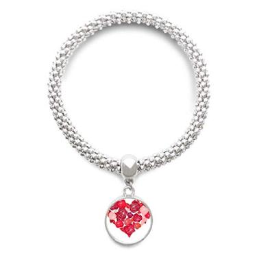 Imagem de DIYthinker Pulseira de prata com pingente de prata rosa em formato de coração com rosas de Dia dos Namorados