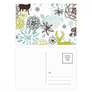 Imagem de Conjunto de cartões postais de Natal com flores para decoração de cervos