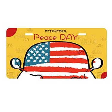 Imagem de DIYthinker Estrelas e listras Bandeira dos Estados Unidos Placa de licença Etiqueta Carro Decoração Dia da Paz