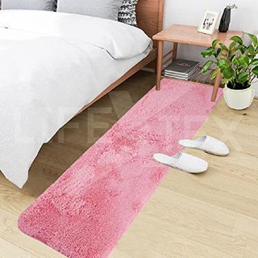 Imagem de Tapete Passadeira Felpuda 2,00 X 0,60 Mt Antiderrapante Rosa Bebê