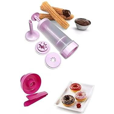 Imagem de Maquina Manual Fazer Churros + Modela Faz Donuts Kit Delicia