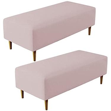 Imagem de Kit 02 Puffs Decorativos Sala de Estar Bali W01 Pés Palito 120x50 cm Suede Rosê - Lyam Decor