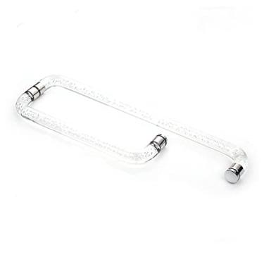 Imagem de Maçaneta da casa de banho Maçaneta da porta deslizante de vidro do banheiro Maçaneta da porta deslizante de aço inoxidável tipo L Maçaneta de cristal, dupla 300x450mm