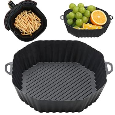 Imagem de Sttargxing Panela de silicone para fritadeira a ar, forros reutilizáveis de 19 cm, acessórios para rack de fritadeira a ar, forro de silicone para substituição do forro de pergaminho para fritadeira a ar